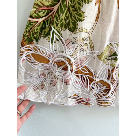 Juliet Dunn | Baby Doll Top Floral Print Embroidered | Sz S (Sz 1) - Picture 7 of 9